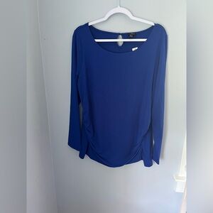 Talbots Blue Long Sleeve teal Ruched‎ stretchy Blouse